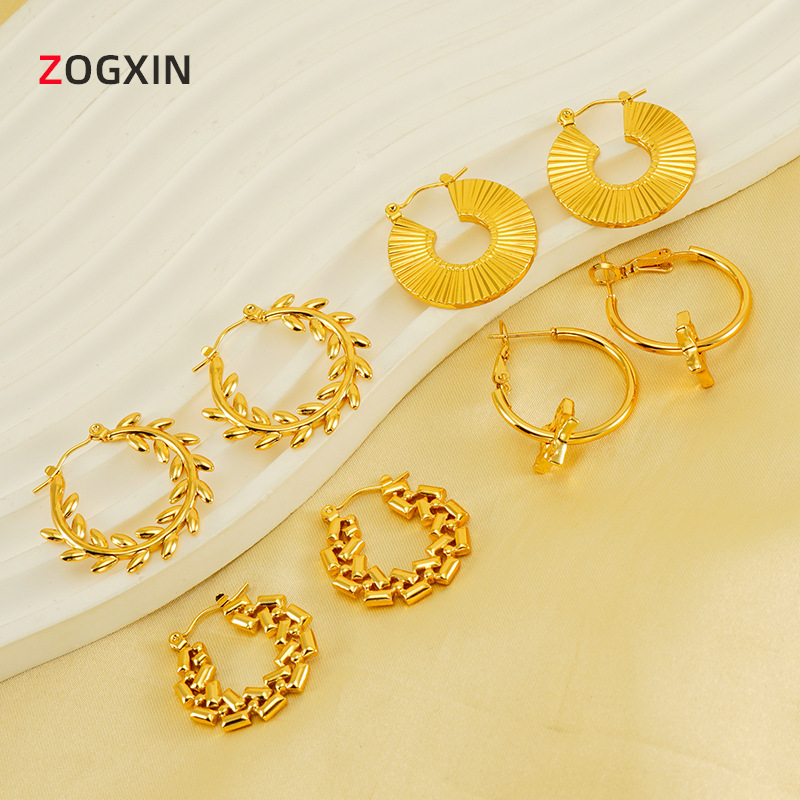 钛钢2023网红爆款小众设计感耳环女欧美复古风五角星耳圈耳饰批发