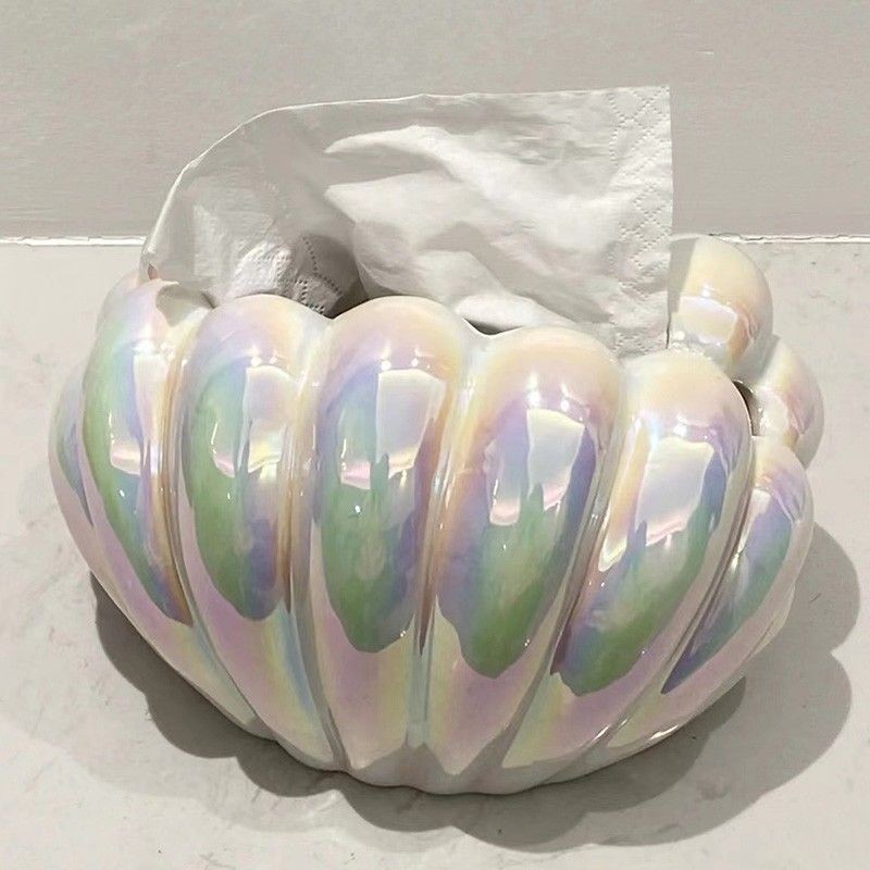 Ins-style ceramic pearl shell tissue box, home decor, living room coffee table, dining table decoration, desktop storage details Picture