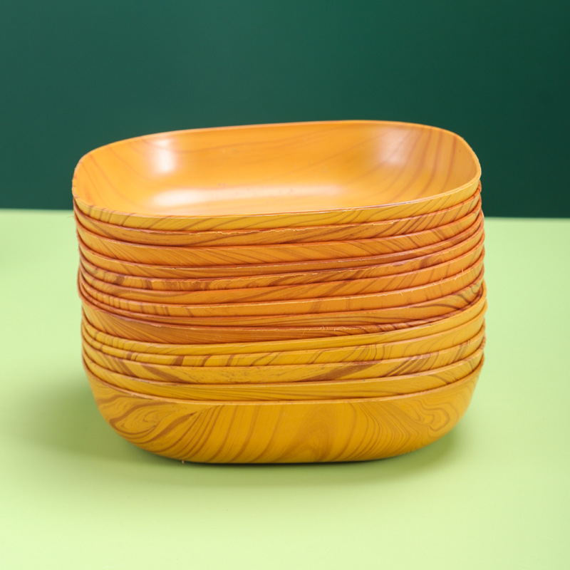 Wholesale of cross-border light luxury plastic, Japanese wood-grain imitation bone-spitting plates, household trays, snack and candy plastic plates from manufacturers Application Scenario