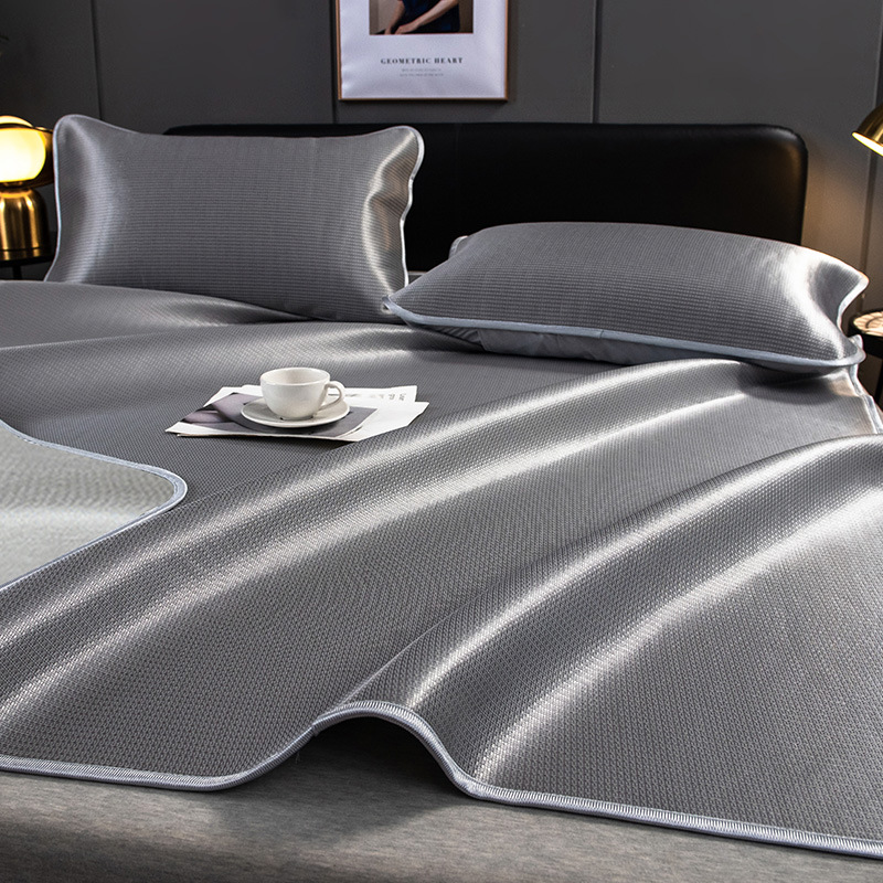 2024 New Naked Sleeping Ice Silk Mat Home Summer Day Washable Machine Washed Student Dormitory Soft Mat Three-Piece Set Specification drawing