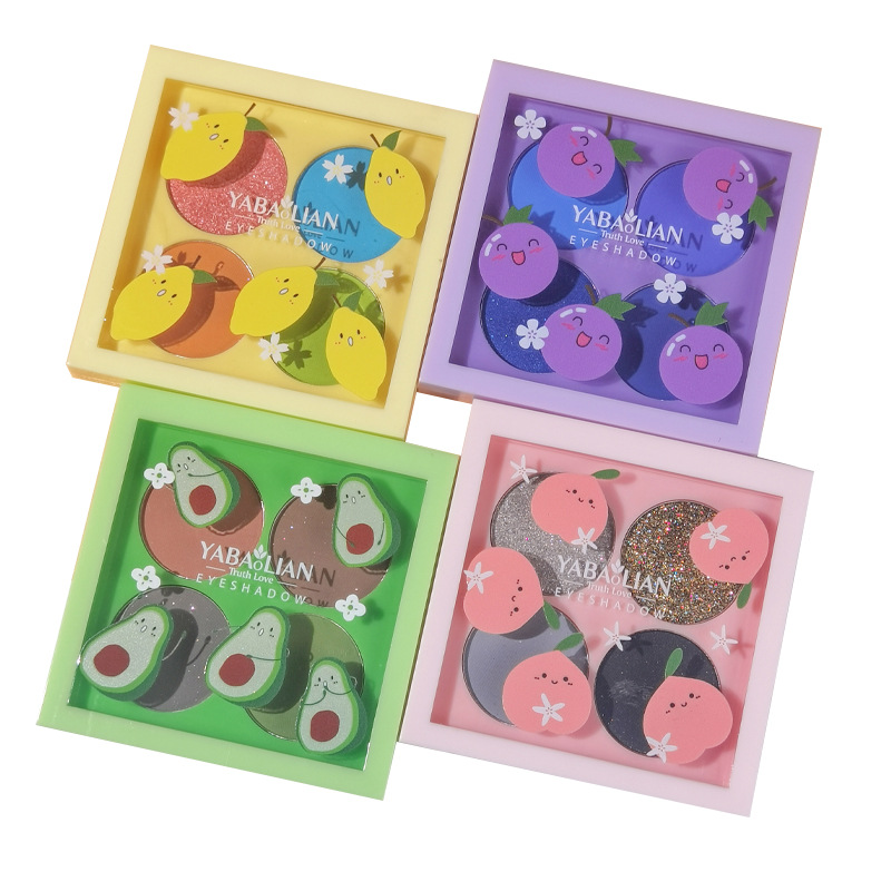Yabolian Fun Eyeshadow Four Colors Olive Green Blue Low Saturation Gray Powder Matte Eye Makeup Niche Affordable Makeup Item Picture