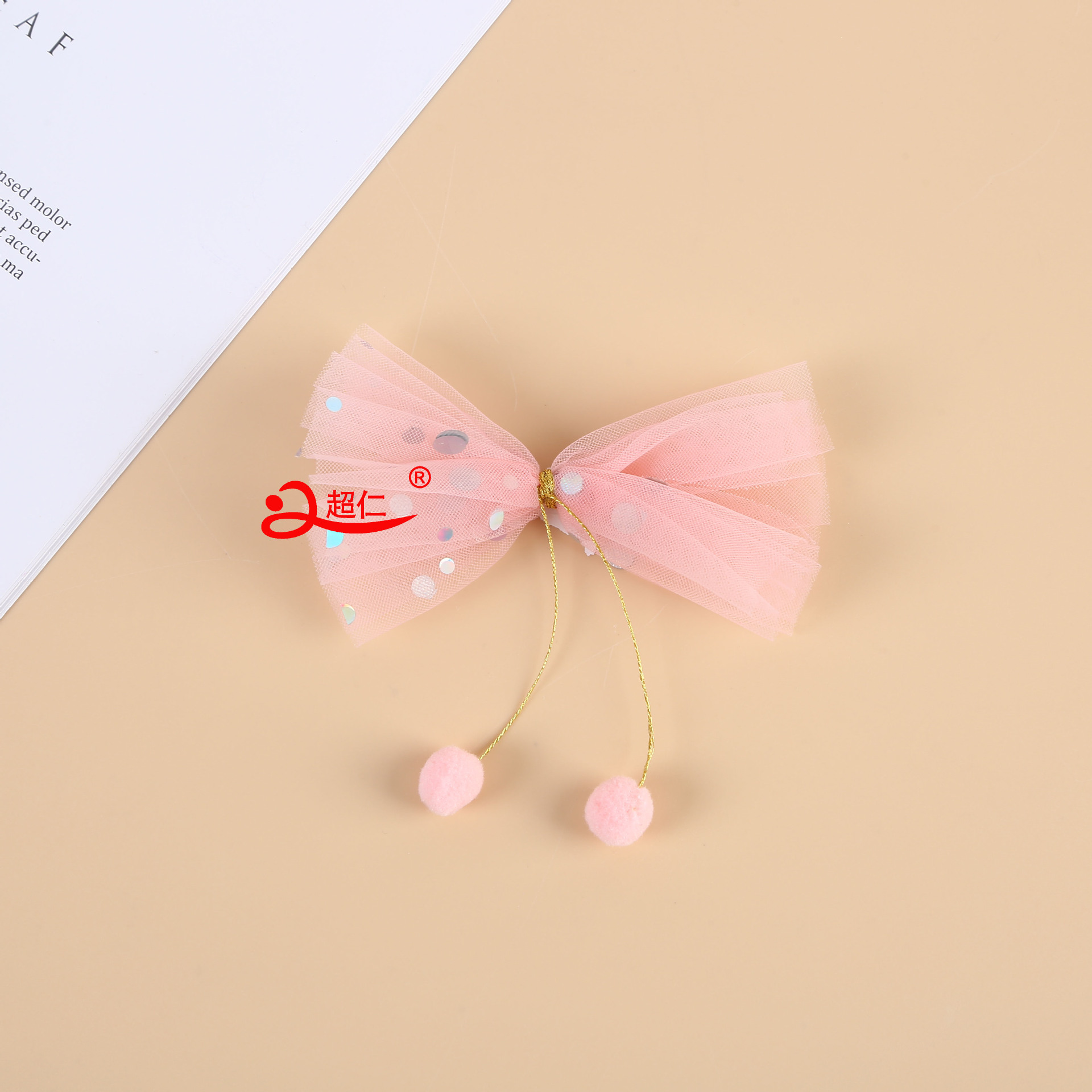 Japanese And Korean Style Hair Accessories Gift Clothing Accessories New Polka Dot Mesh Hairball Bow Can Be Produced Specification drawing