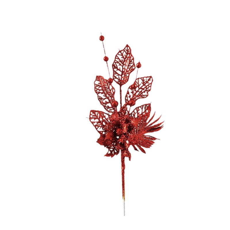 Christmas Decoration Gold Powder Lily Combination Decorative Tree Branches Christmas Tree Plug-In Atmosphere Supplies Simulated Tree Berries Item Picture