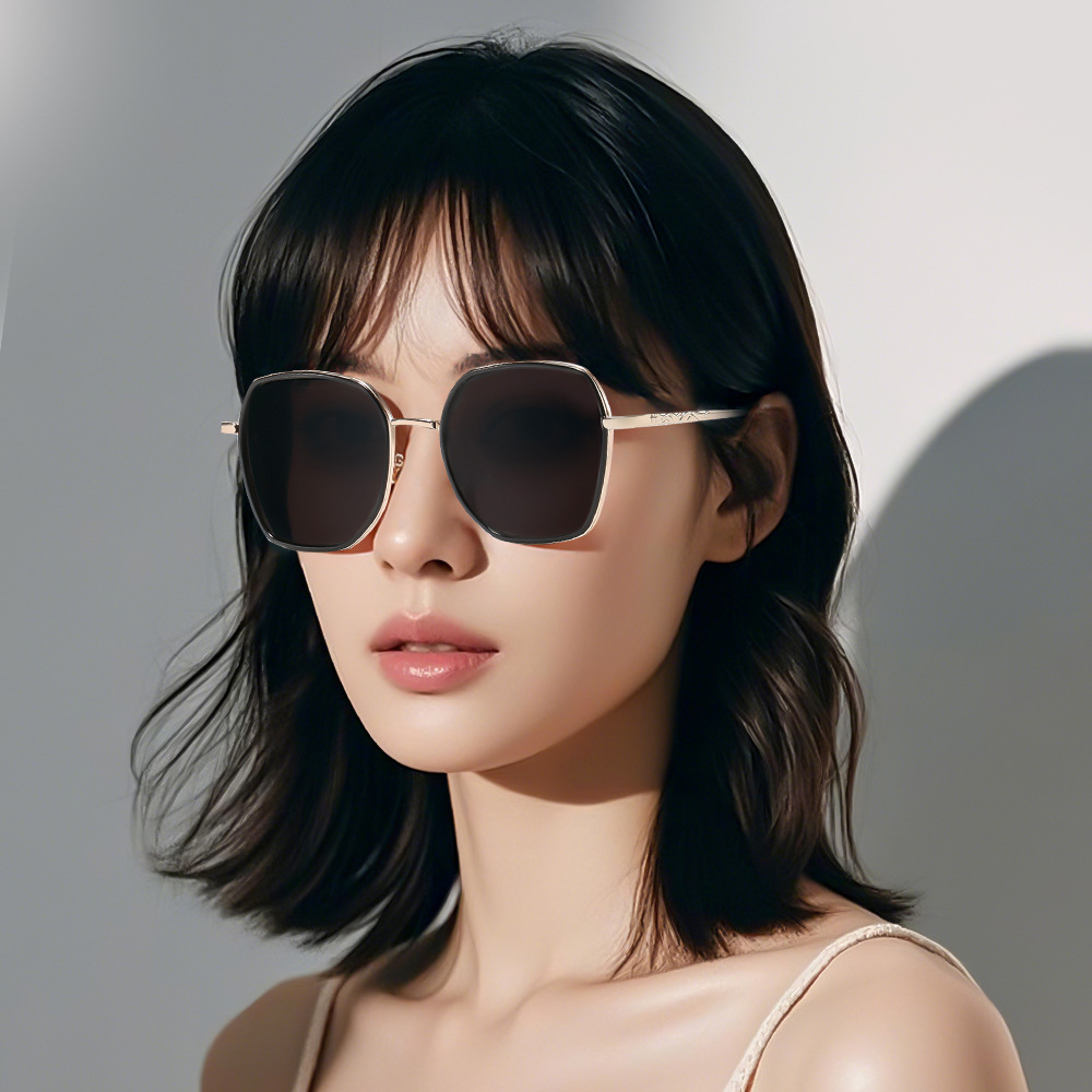 Sunglasses for women, 2025 new trendy glasses, Korean version, round face, large frame, face-enhancing, small high-end sunglasses for women, UV protection