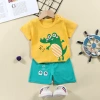 2024 Summer New pure cotton children's short-sleeved T-shirt set, Korean-style infant and toddler short-sleeved and short-shorts two-piece set Specification image