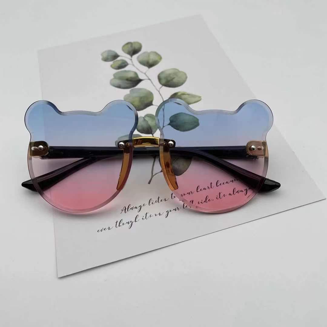 Little Bear Street Style Children's fashionable glasses, internet-famous street style glasses, frameless, funny, trendy, cool and stylish sunglasses Item Picture