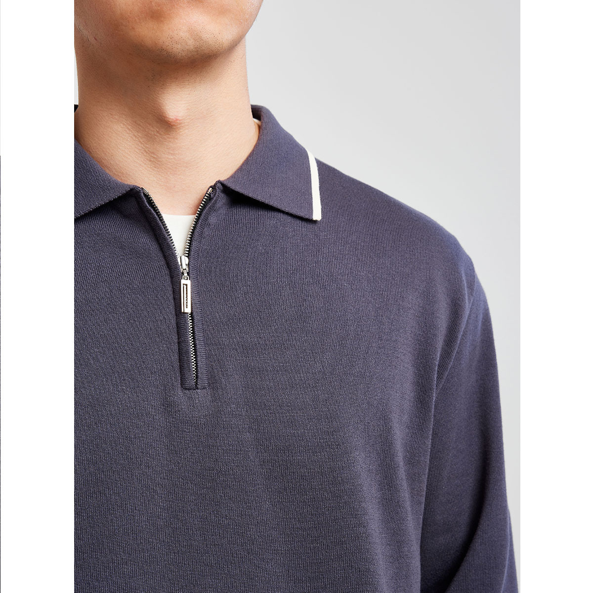 【89 yuan with free shipping 】 Momeck lapel color-blocking knitted POLO shirt for men, thin cotton knitted shirt for men 20285 Specification image