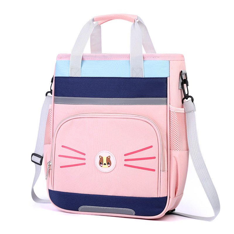 Primary school tutorial bags, canvas book bags, boys' and girls' tutorial bags, single-shoulder file bags, double-shoulder cartoon crossbody bags Item Picture