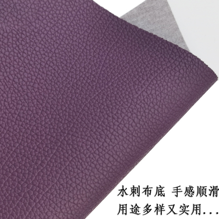 Factory directly supply lychee pattern PU Hermes leather bags footwear clothing home spunky cloth bottom PVC leather material details Picture