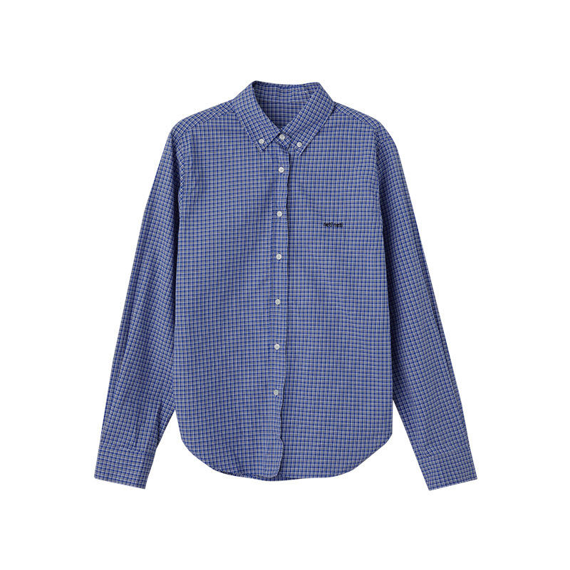 Shijian miu series fashionable intellectual lapel checked shirt for women's Thirteen Lines Autumn New Shirt Trend 02596 Item Picture