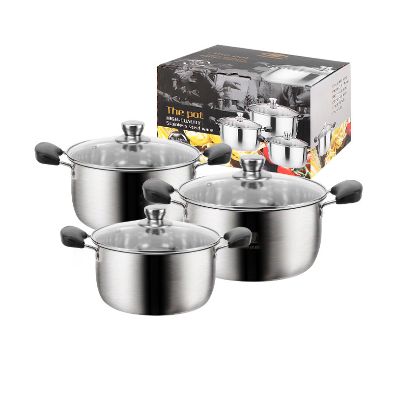 Chaozhou Mutual Hair Cross-Border Foreign Trade Thickened Stainless Steel Pot Set Pot Soup Pot Milk Pot Frying Pan With Kettle Mexico Application Scenario