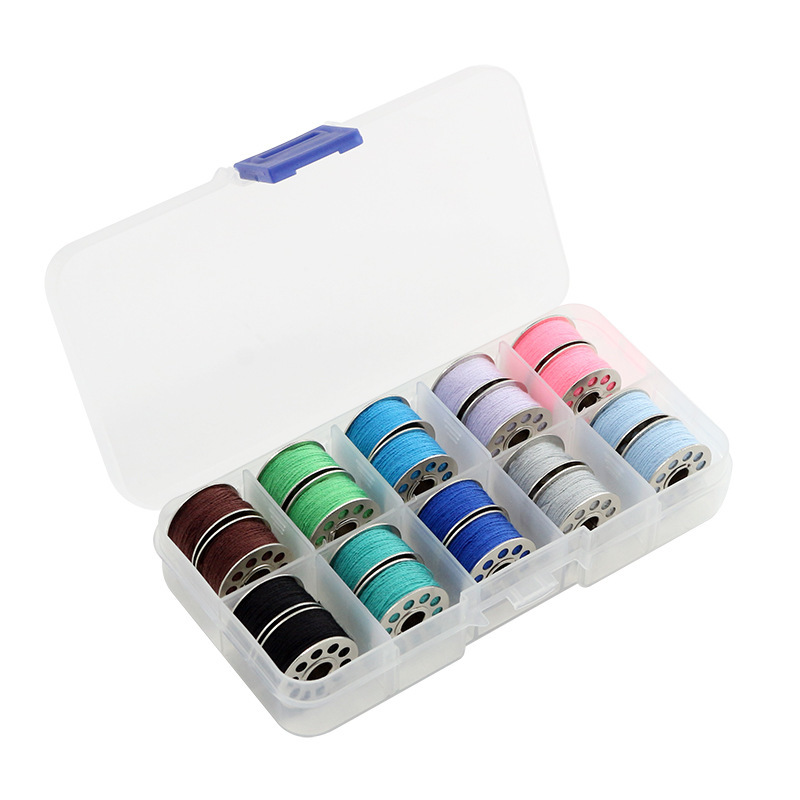 Cross-border wholesale 10-color random coil shuttle core household old-fashioned sewing machine parts bottom line with box shuttle core box set Specification image
