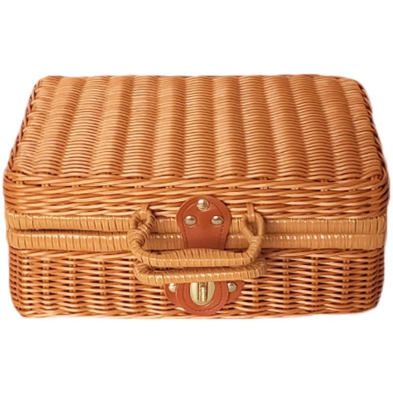 Wholesale Imitation Rattan Hand-Held Storage Boxes Vintage Decoration Gift Boxes Bridesmaids Wedding Hand-Woven Baskets Wedding Decoration Baskets Item Picture