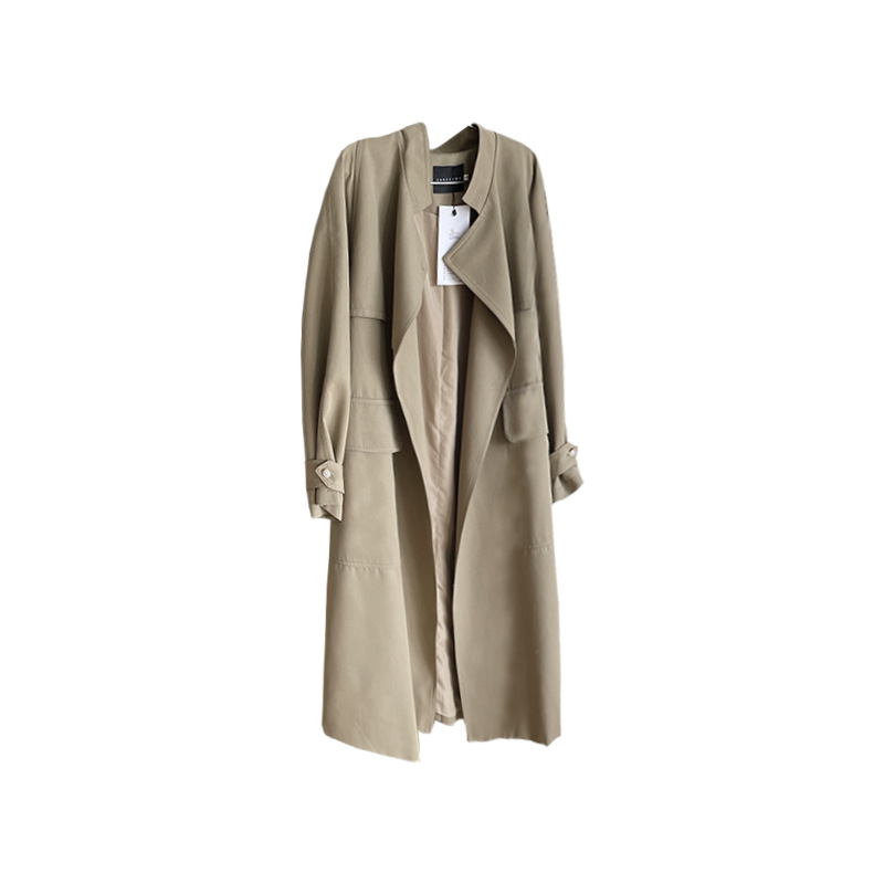 Canggu Mu 2022 Autumn Hong Kong-style fashionable long trench coat for women, Korean-style casual slimming belt cardigan 5113 Item Picture