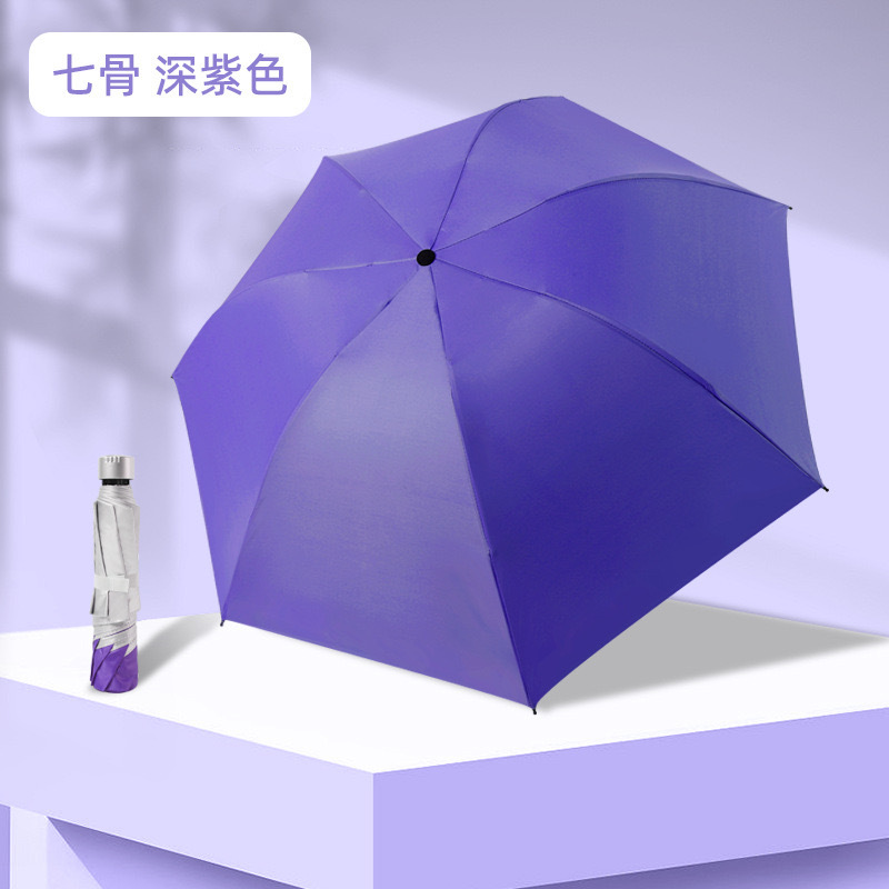 7-bone three-fold silver plastic umbrella, all-weather umbrella, foreign trade advertising umbrella, gift event, printed LOGO, UV protection Application Scenario