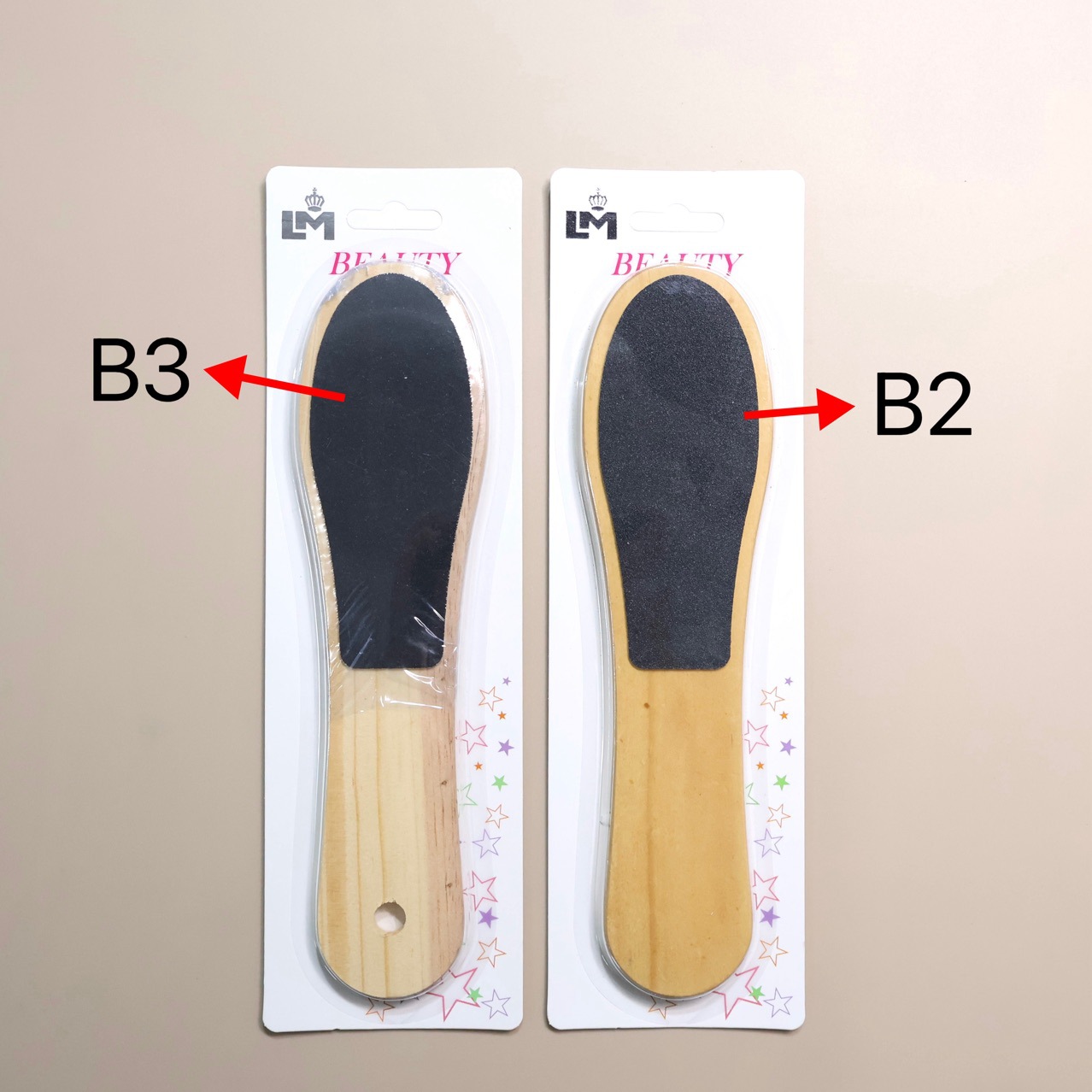 Factory direct sales of wooden handle double-sided sandpaper foot scrubs, exfoliating foot scrubs, foot files, beauty products in stock for wholesale Specification image