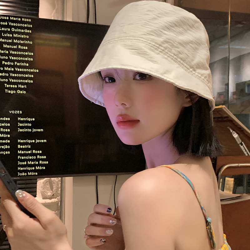 2025新款日系渔夫帽女夏季休闲薄款大帽檐显脸小防晒遮阳盆帽