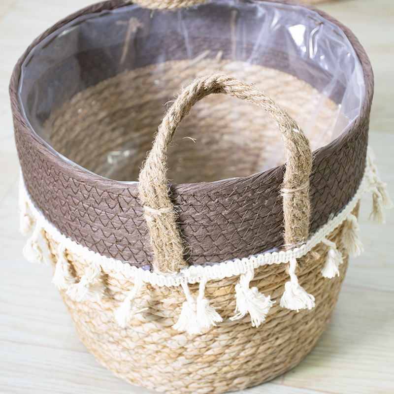 Rattan Plaited Flower Pot Fringe Furniture Living Room Decoration Rattan Plaited Home Decoration Storage Basket Application Scenario