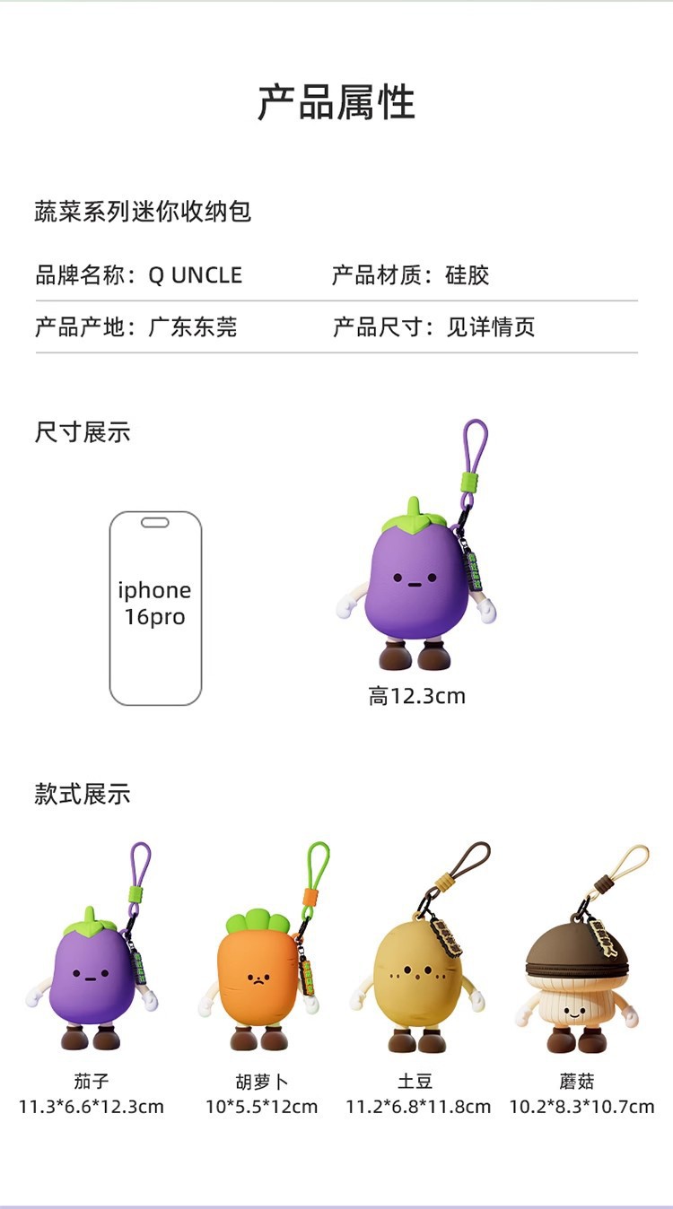 蔬菜系列迷你创意收纳包挂件呆萌表情包情绪可爱零钱包小男孩女生详情2