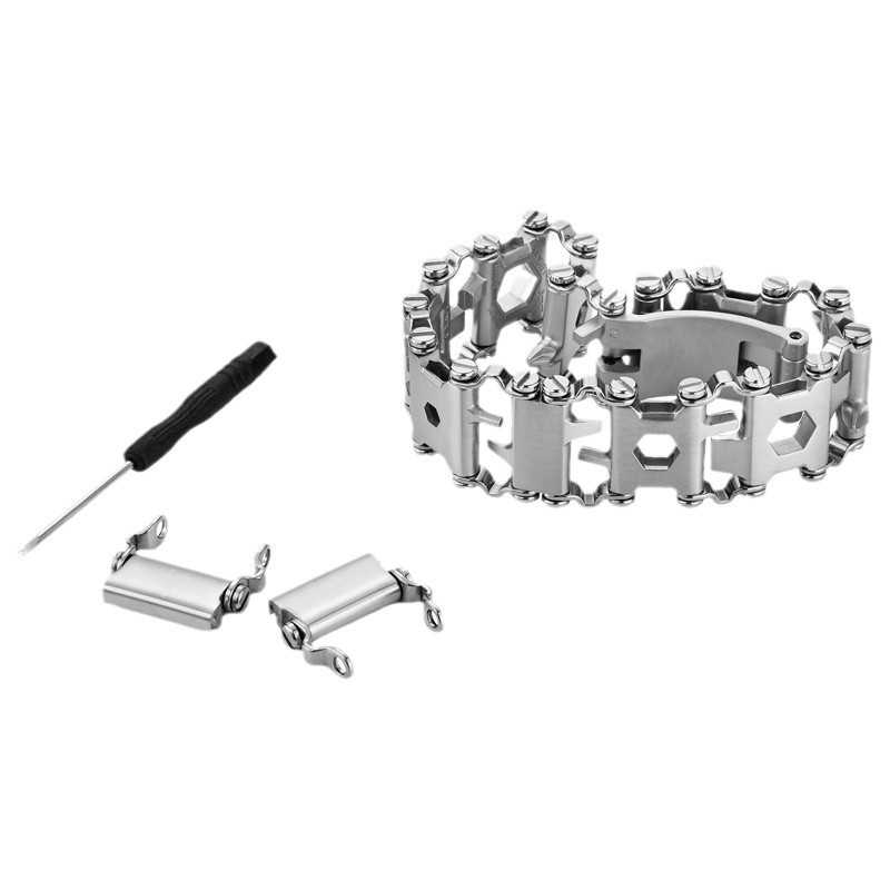 A multi-functional men's outdoor tool stainless steel bracelet for companions, 29 pieces per hand, suitable for European and American couples in the wild Item Picture