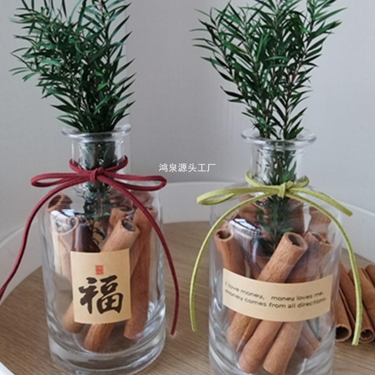 Cinnamon Wealth Bottle Decoration Narrow Mouth Vase Wealth Pot Belly Home Decoration Fragrance Fragrance Cinnamon Stick Jewelry Aromatherapy details Picture