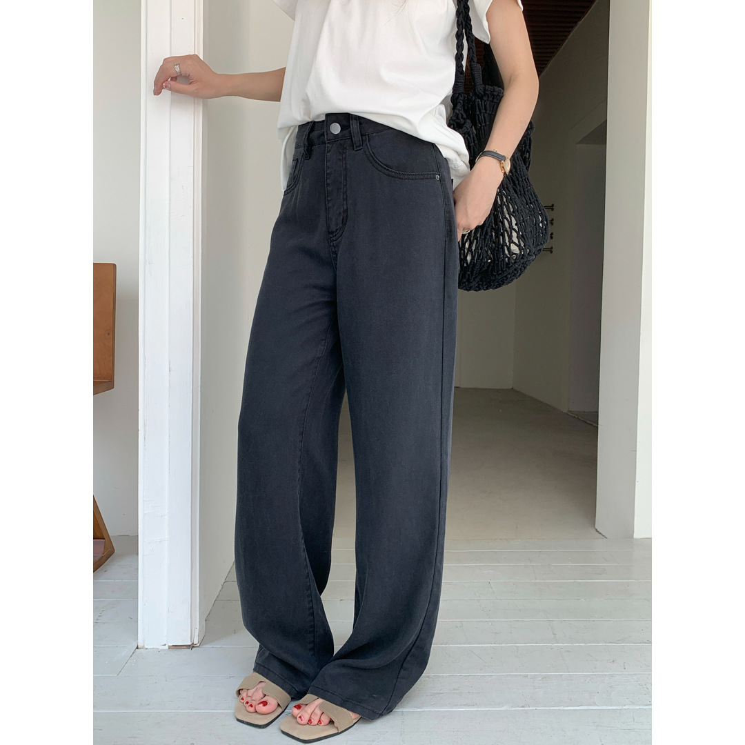 GAGD Tencel cool-feel washed wide-leg jeans for petite women, summer comfortable straight-leg slimming denim pants Application Scenario