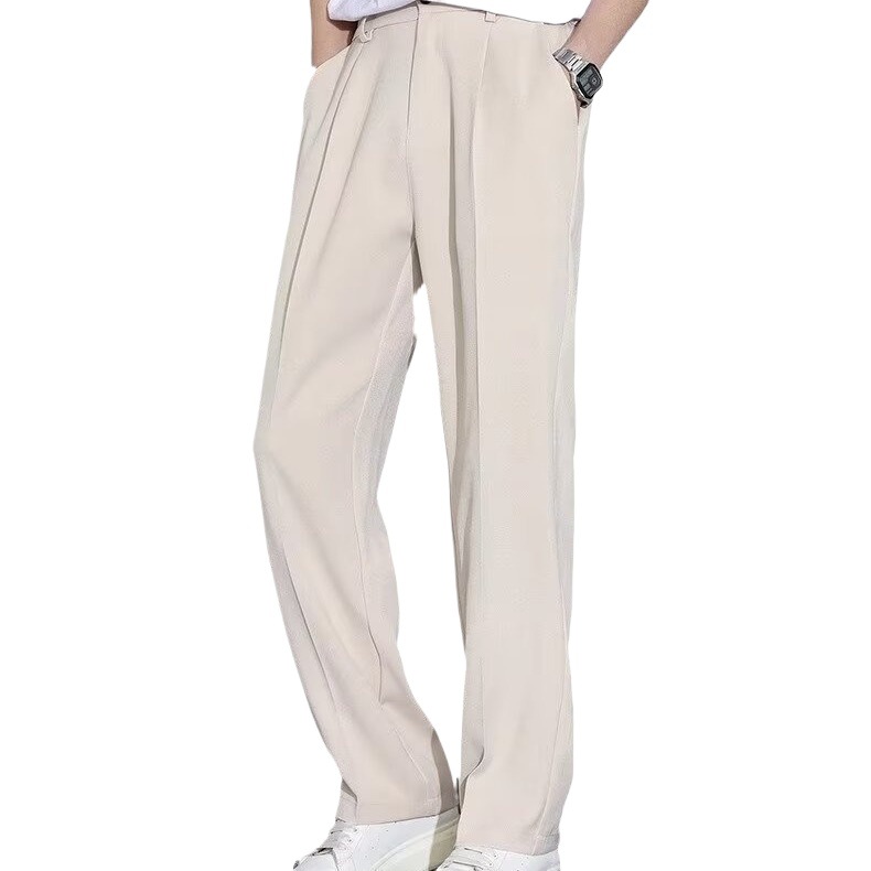 Summer thin, fashionable, simple and versatile straight-leg trousers for men, loose, comfortable, breathable and with a drape Item Picture