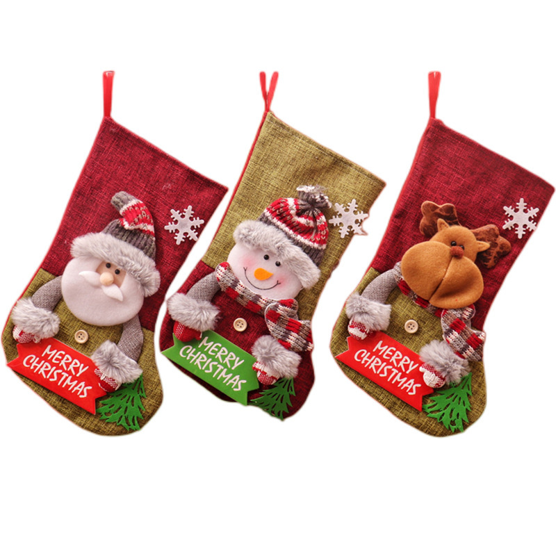 New Cross-Border Large Christmas Stocking Gift Bag Children's Candy Bag Cartoon Gift Bag Alphabet Brand Christmas Socks Item Picture