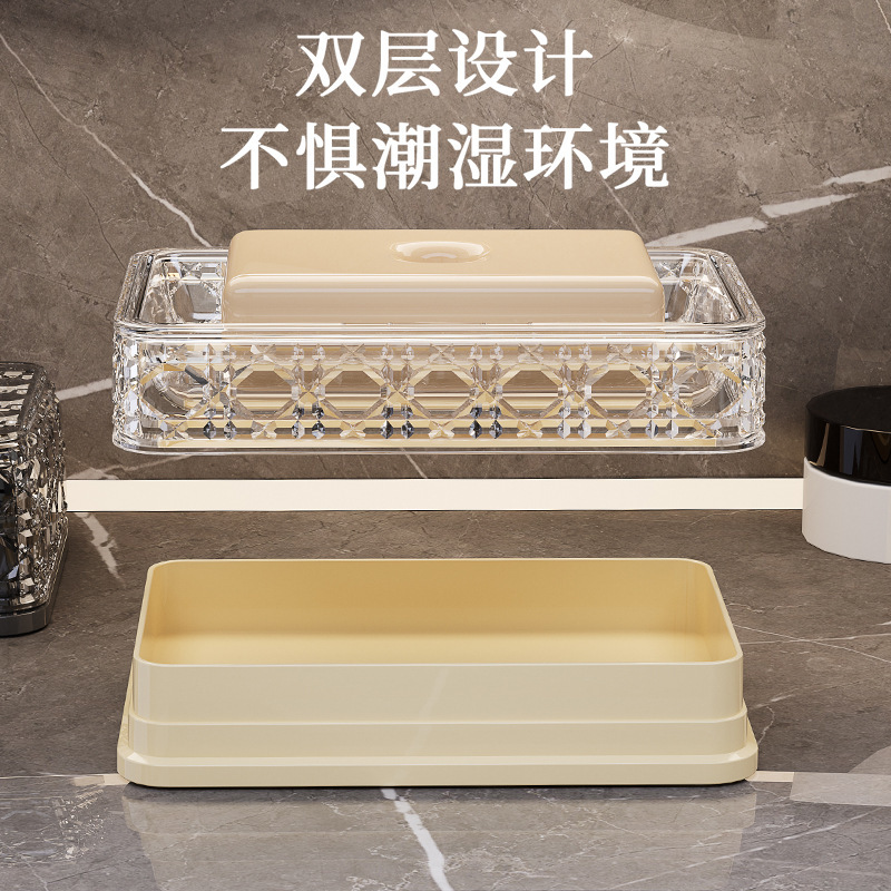 New soap box for bathroom and toilet, no need for drilling, high-end multi-layer draining soap with rattan pattern, plant details Picture