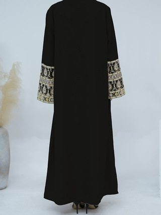 093 Fashion Women's New Cross-Border Middle East Dubai Muslim Patchwork Embroidery Cardigan Robe Spot details Picture