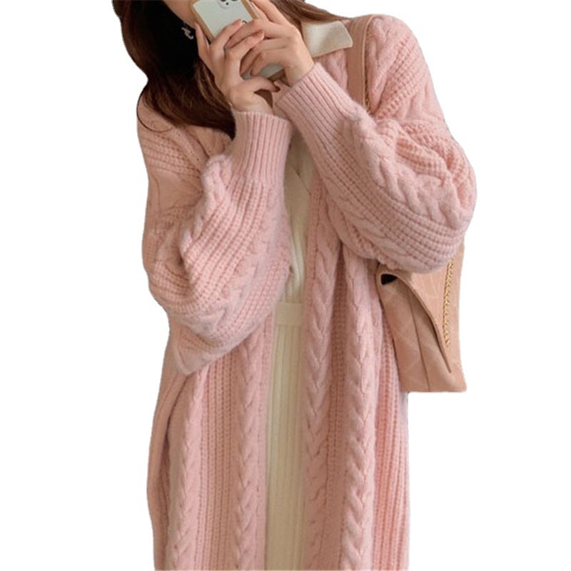 A new cross-border long-sleeved knitted cardigan with a laid-back style and a tweed sweater for women's wear in the autumn of 2022 Item Picture