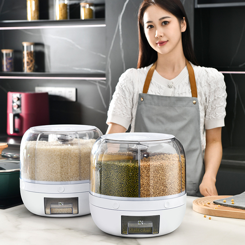 Household Sealed Classification Of Rice Bucket Cereal Grain Packaging Rice Box Can Be Rotated Divided Food Grain Tank A Piece Of Replacement details Picture