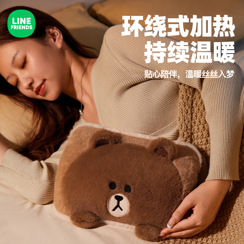Brown Bear Hot Water Bag, Warm Water bag, Women's Winter plush Hot water Baby, Cute warm baby, rechargeable electric heating baby, hand warmer details Picture