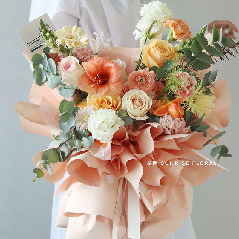 Korean-style paper bouquet wrapping paper thickened waterproof flower wrapping paper florist bag flower decoration monochrome Ouya paper material details Picture