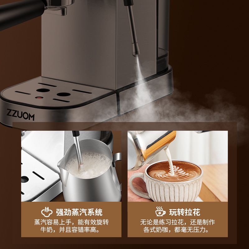 跨境专供咖啡机意式半自动家用商用咖啡机萃取蒸汽打奶泡新款现货详情图2