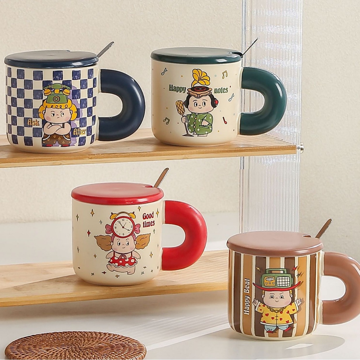 生日礼物创意个性复古时光陶瓷杯办公带盖大容量水杯家用情侣杯子