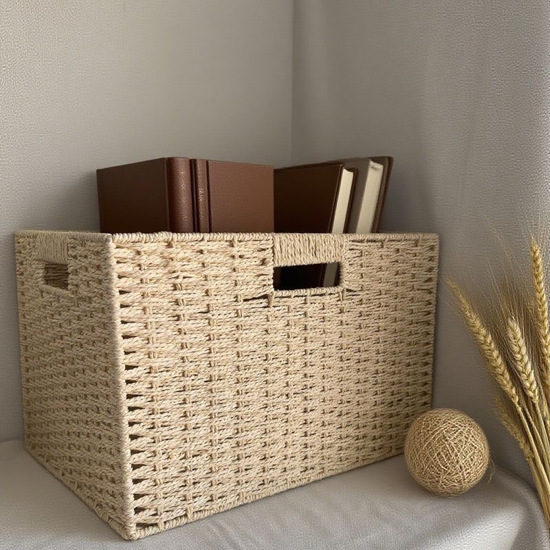 Woven storage baskets for snacks, toys, sundries, desktop coffee tables, entrance halls, cosmetics, clothes and books, storage boxes details Picture