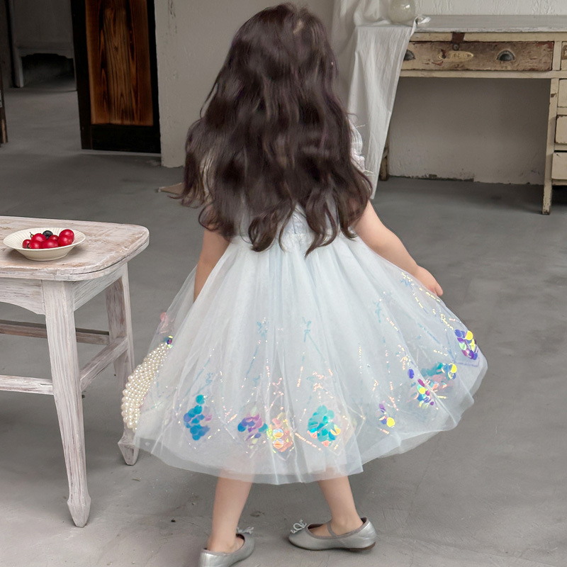 Princess Elsa's new summer Elsa Ice Princess dress for girls and children is a stylish short-sleeved summer dress Specification image