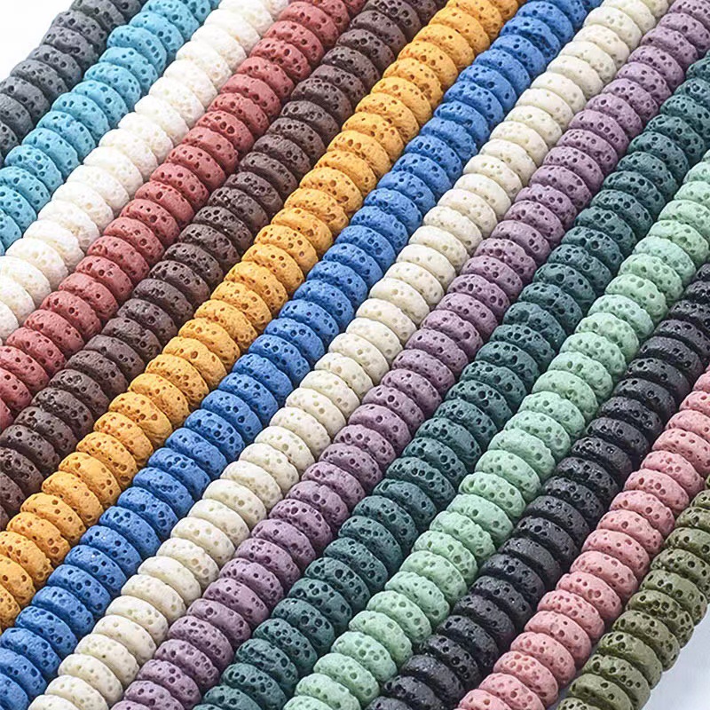 彩色火山岩火山石diy手工串珠饰品配件原片隔片薄片散珠饰品diy