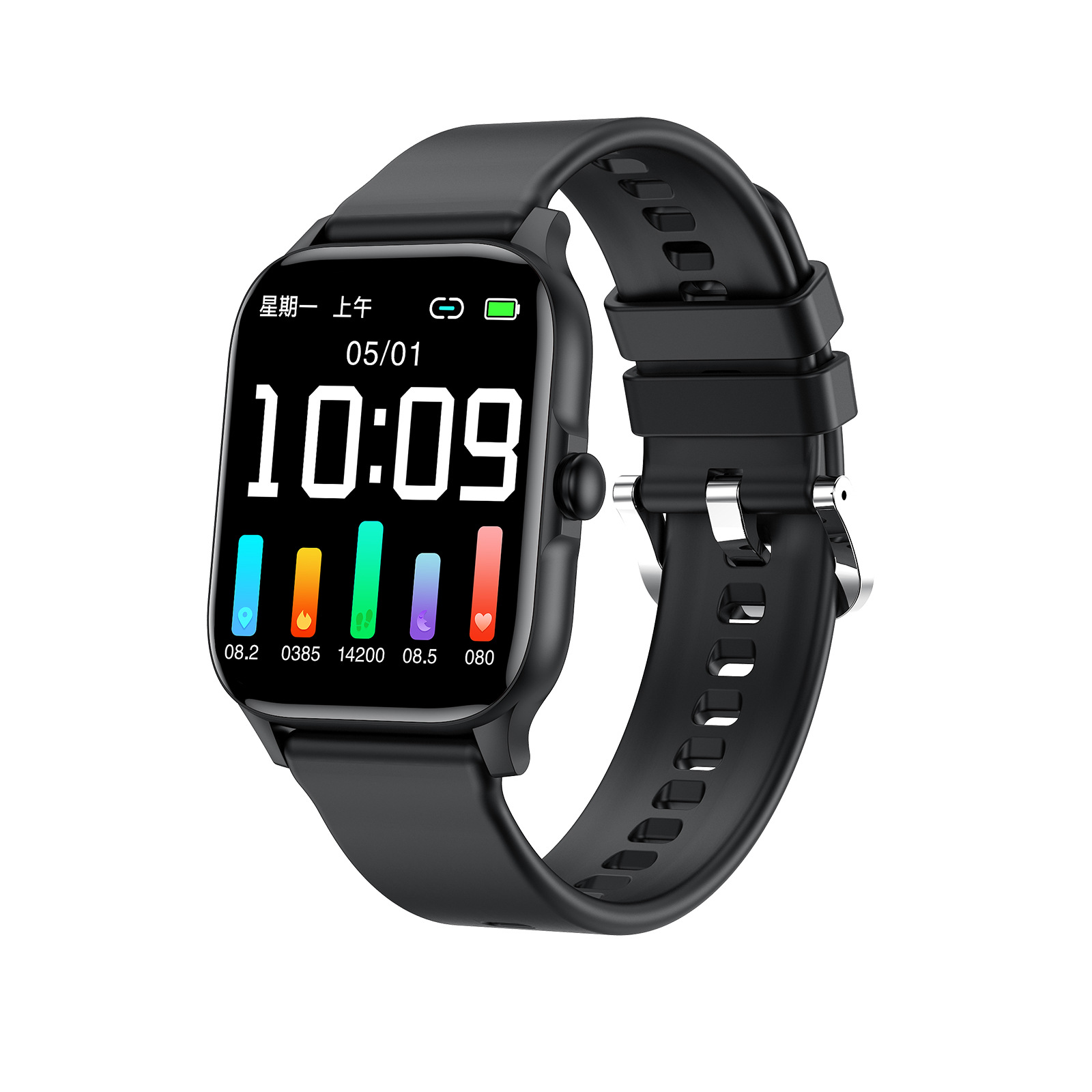 跨境M1智能手表蓝牙通话高颜值表盘心率监测男士女士运动手表工厂白底实物图