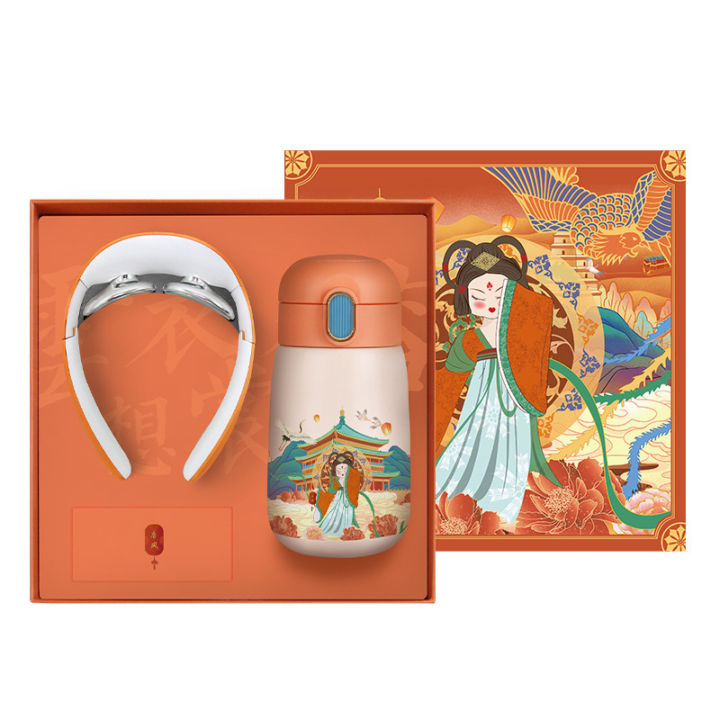 "National Trend Tang style gift set for girls, cervical spine instrument set, insulated cup gift box, company event creative souvenirs. Item Picture