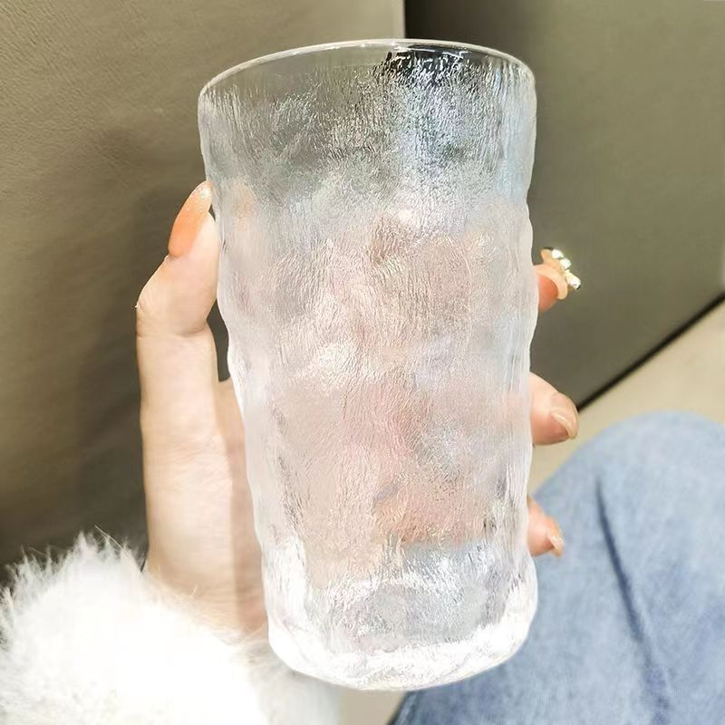 高颜值ins风冰川杯简约早餐杯牛奶杯果汁杯玻璃水杯家用喝水杯子