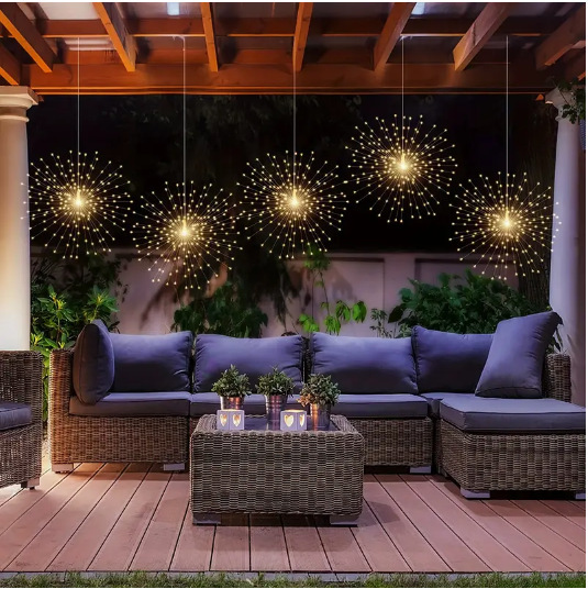 led solar ground smoke flower lights, starry sky copper wire color light strings, outdoor courtyard Christmas festival decorative light strings pic 4