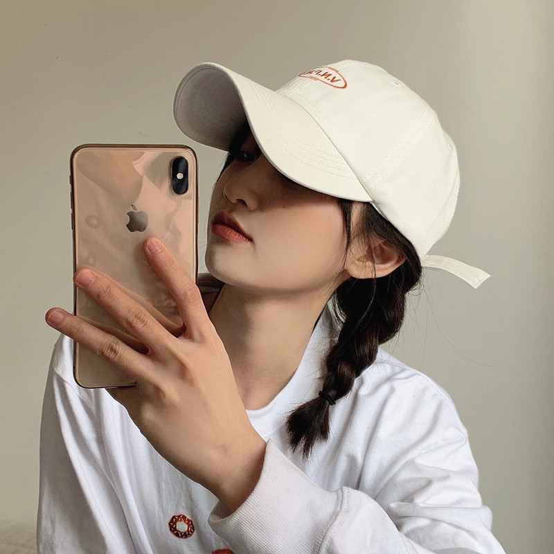刺绣白色鸭舌/时尚帽子/百搭 帽子产品图
