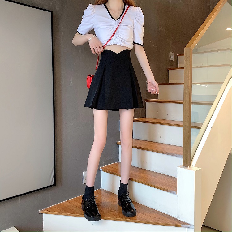 Black Pleated Half Skirt Women Spring And Summer New Small A-Line Skirt High Waist Large Size Anti-Leakage A-Line Package Hip Skirt Application Scenario