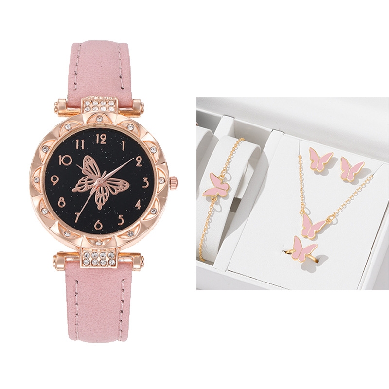 Shein Europe And The United States Cross-Border New Explosive Women's Bracelet Watch Fashion Simple Butterfly Five-Piece Watch Set Table Application Scenario