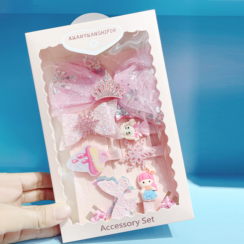New Children's Set Hair Accessories Cute Baby Hair Clip Korean Princess Cute Bow Hair Clip Application Scenario