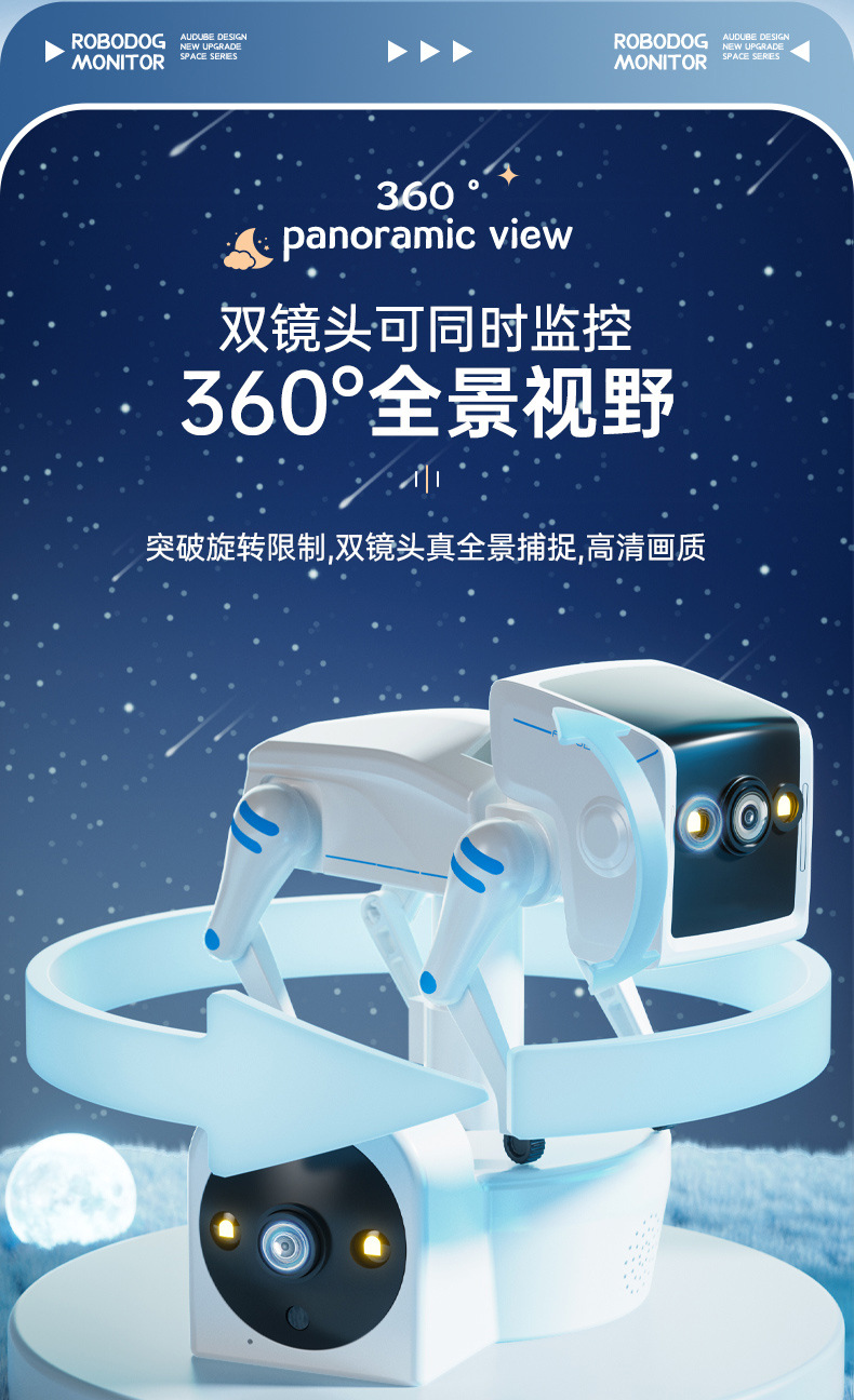 Wireless wifi dual-eye robot dog camera, 2-megapixel motion detection night vision surveillance camera pic 12
