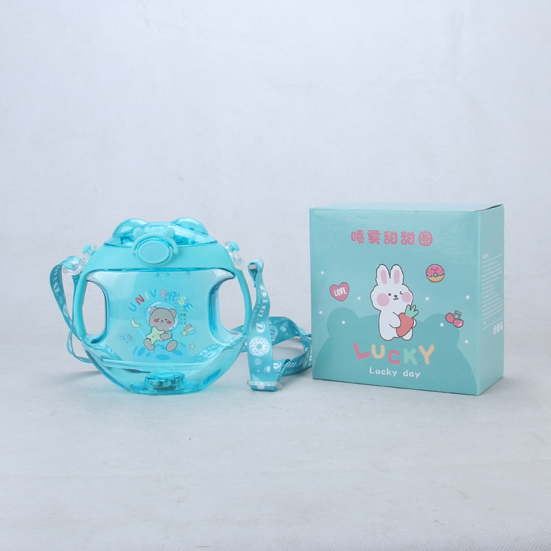Cartoon Donut With Light Fashion Cute Water Cup Large Capacity Plastic Children Men And Women Trend Korean Cup Item Picture