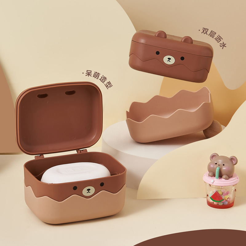 Cute and fun soap box, cartoon creative household soap rack, bathroom and kitchen household draining rack, storage box details Picture